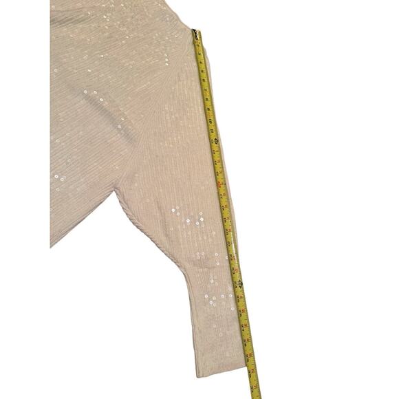 Express Cream Sequin Dolman Sleeve Sweater Women’s S Soft Knit Holiday Winter - Picture 10 of 12